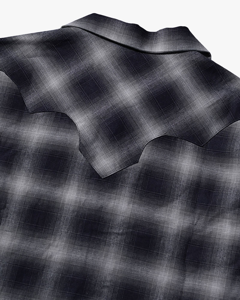 INDIGO CHECK WESTERN SHIRTS -BLACK-