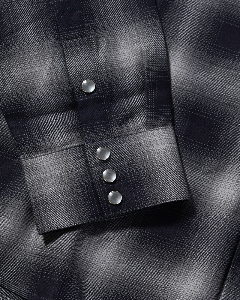 INDIGO CHECK WESTERN SHIRTS -BLACK-