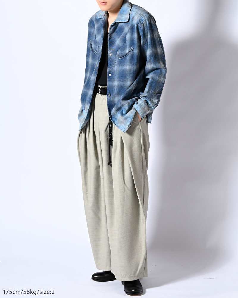 INDIGO CHECK WESTERN SHIRTS -BLUE-