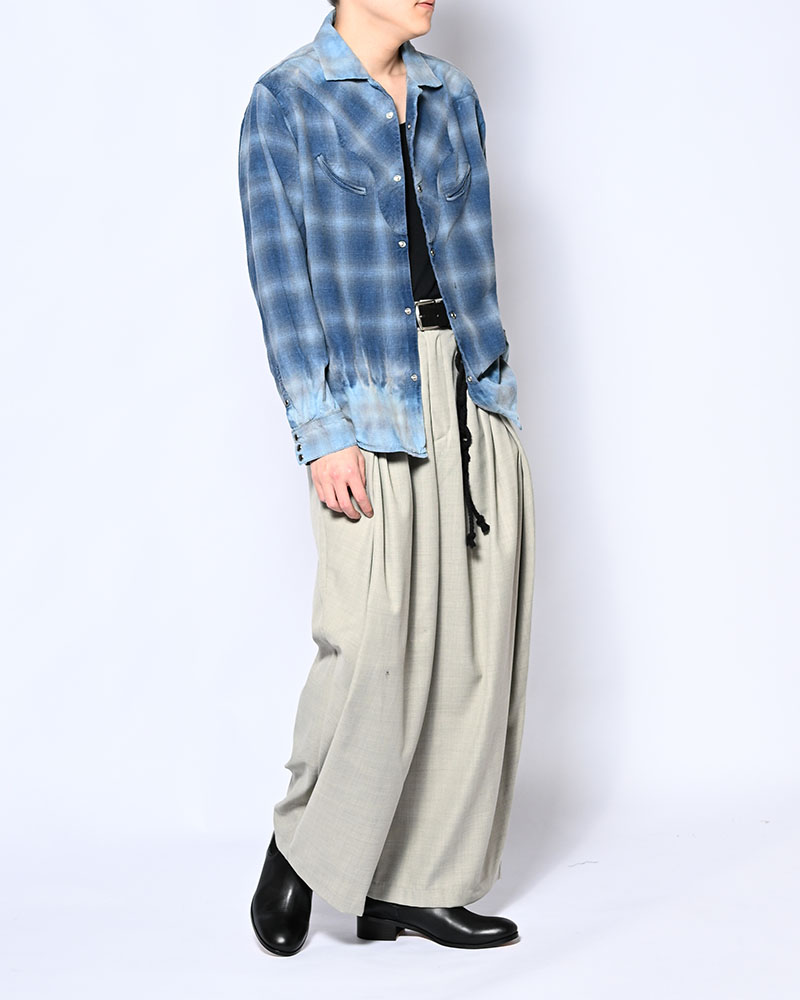 INDIGO CHECK WESTERN SHIRTS -BLUE-