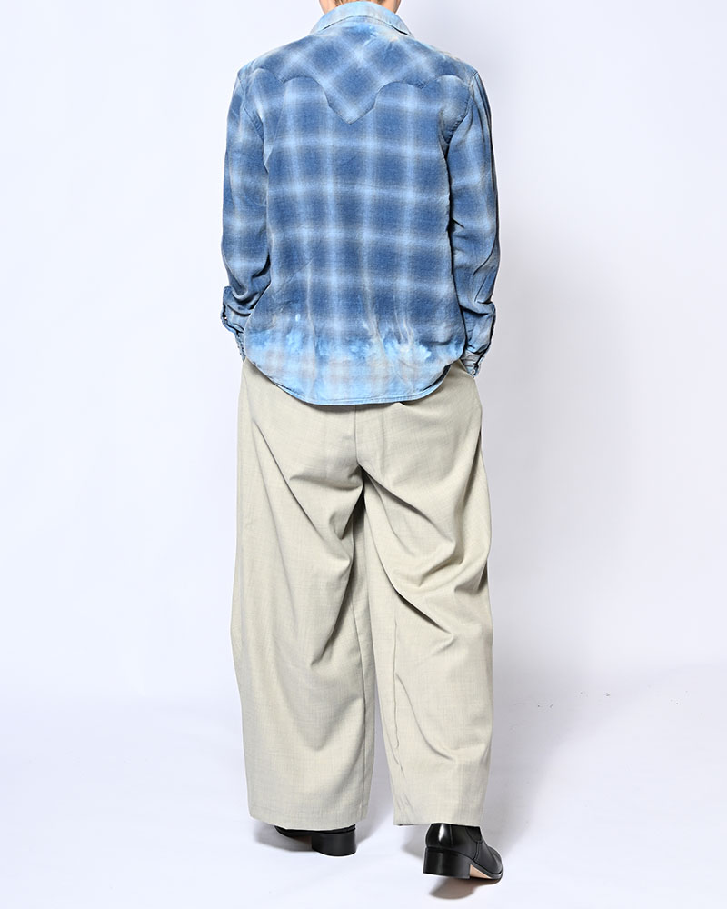 INDIGO CHECK WESTERN SHIRTS -BLUE-