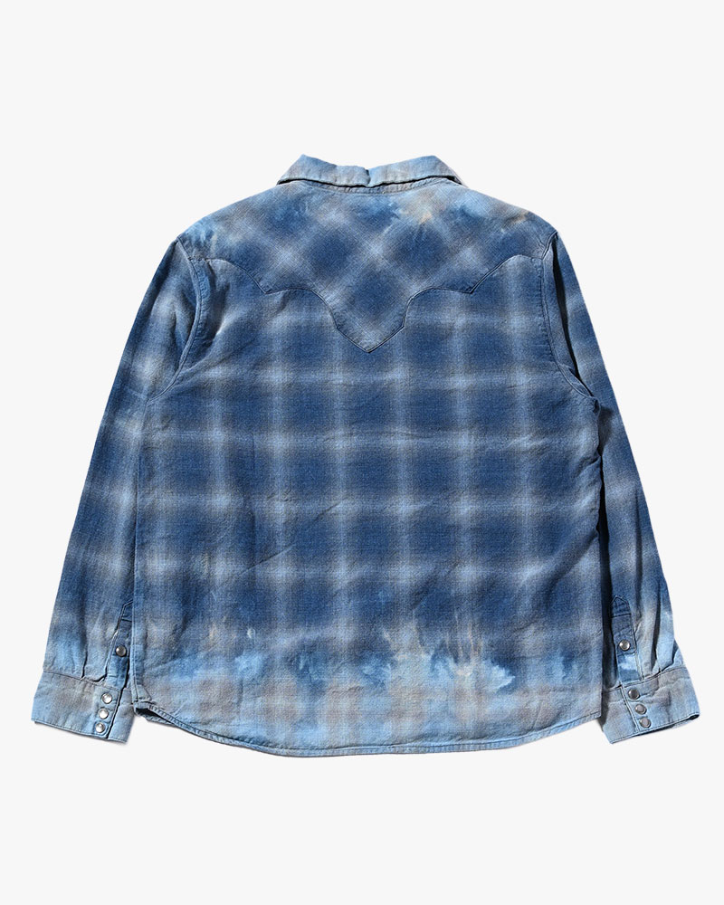 INDIGO CHECK WESTERN SHIRTS -BLUE-