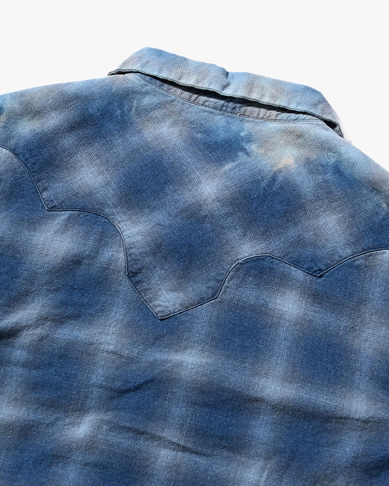 INDIGO CHECK WESTERN SHIRTS -BLUE-