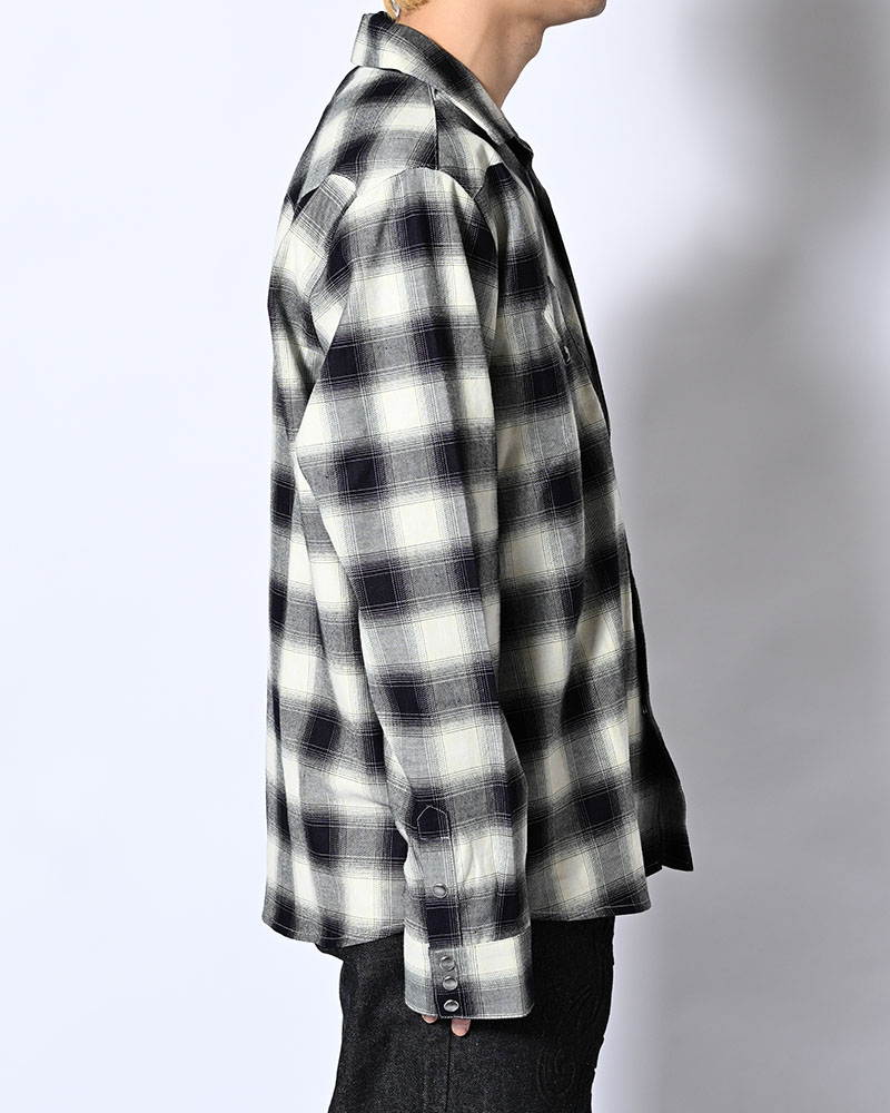 INDIGO CHECK WESTERN SHIRTS -WHITE-