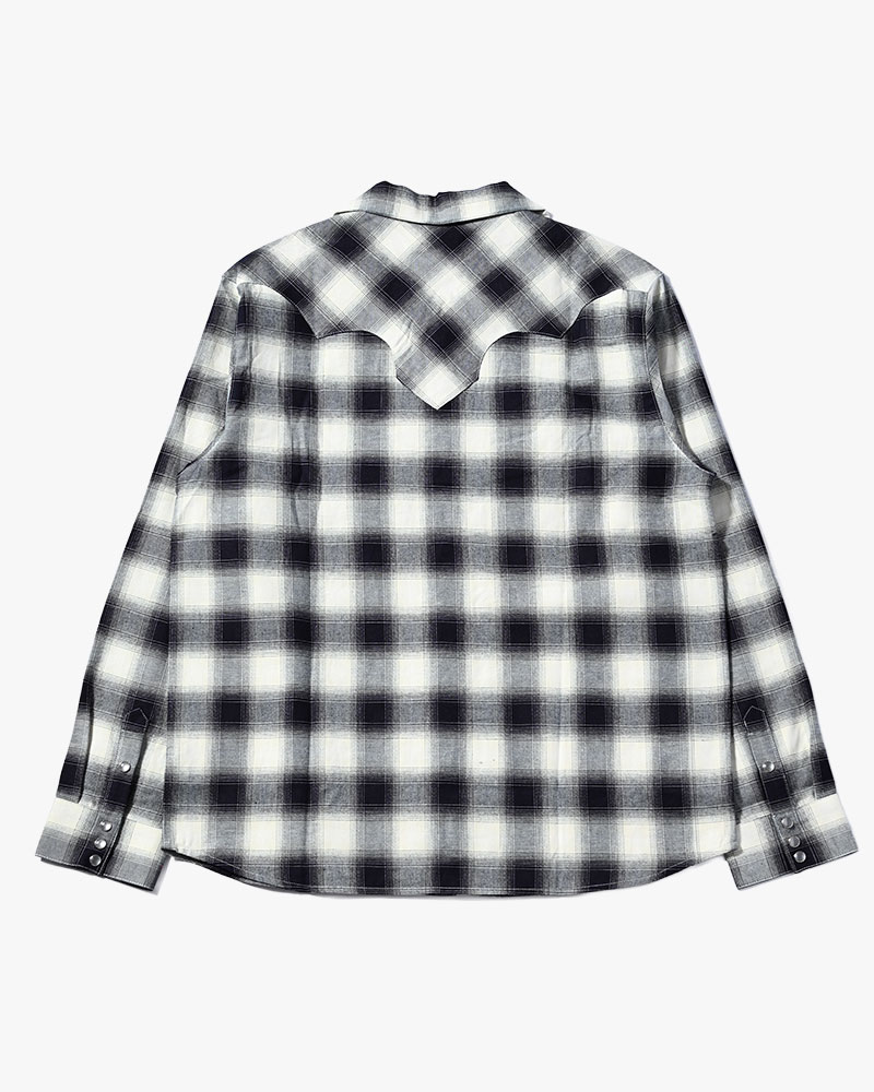 INDIGO CHECK WESTERN SHIRTS -WHITE-