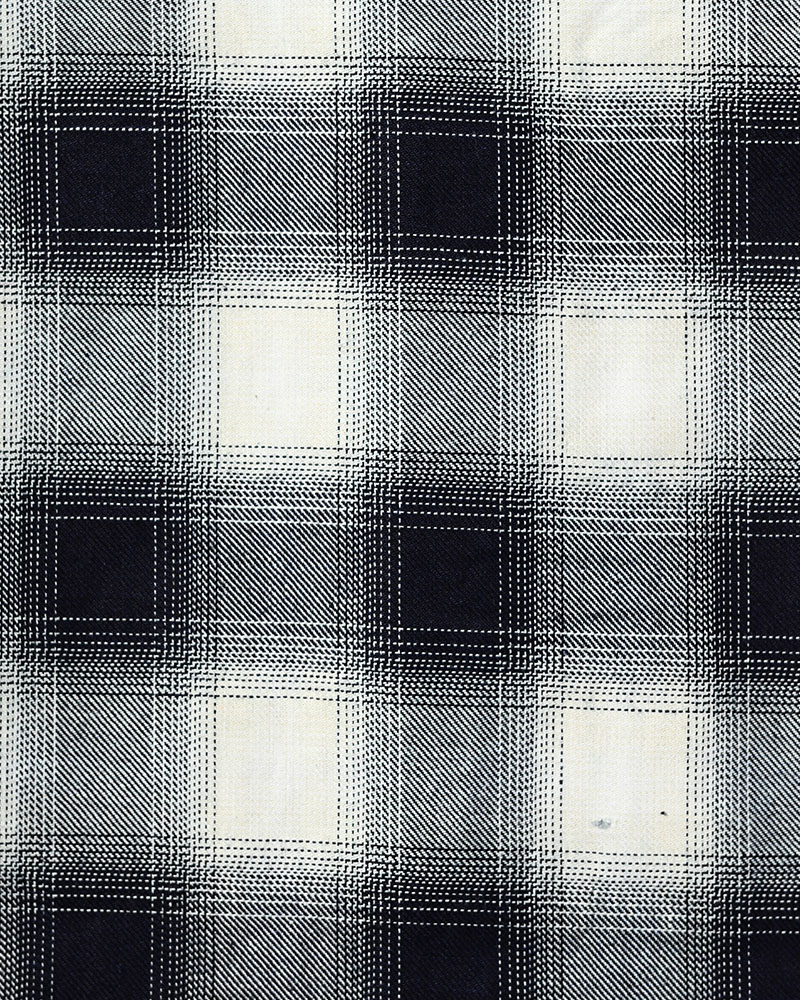 INDIGO CHECK WESTERN SHIRTS -WHITE-