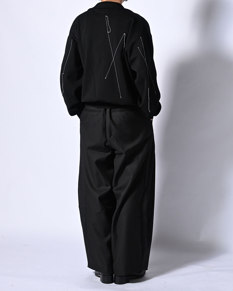 STITCH KNIT BLOUSON -BLACK-