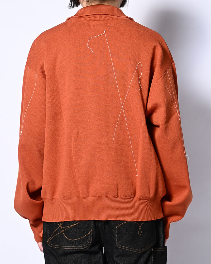 STITCH KNIT BLOUSON -ORANGE-