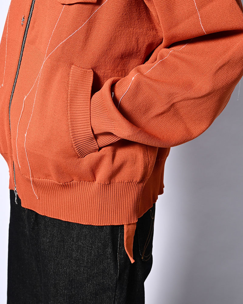 STITCH KNIT BLOUSON -ORANGE-