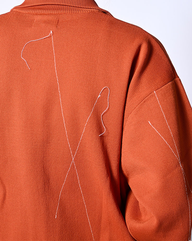 STITCH KNIT BLOUSON -ORANGE-