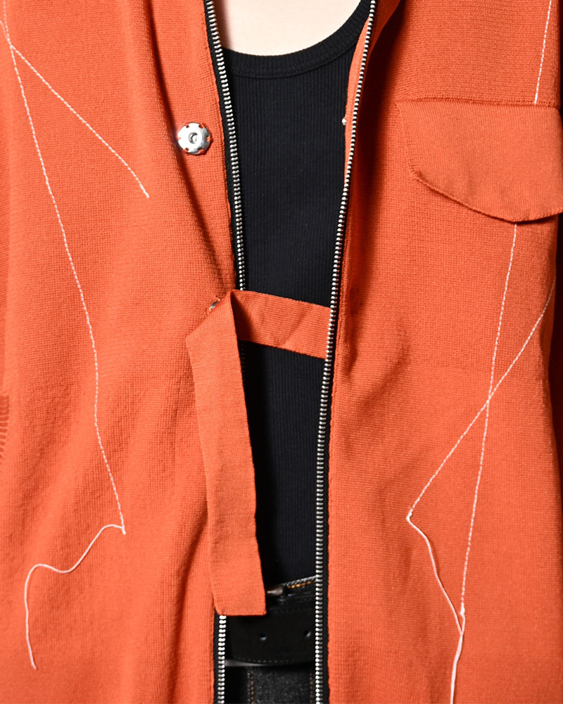 STITCH KNIT BLOUSON -ORANGE-