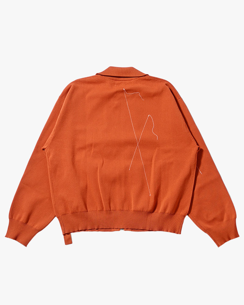 STITCH KNIT BLOUSON -ORANGE-