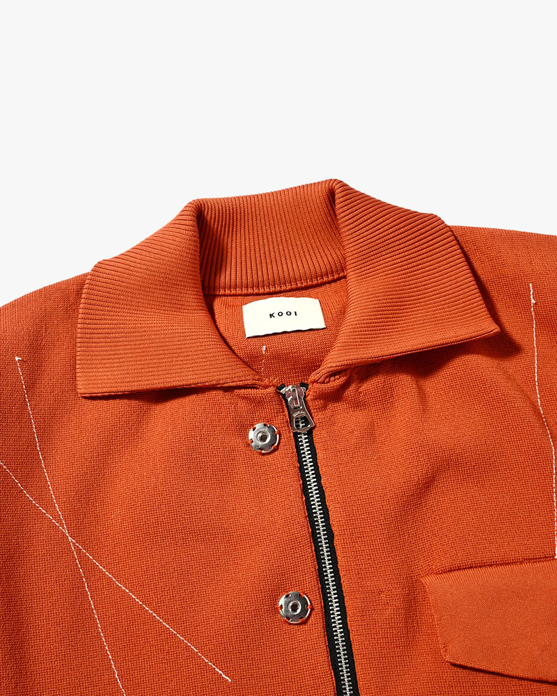 STITCH KNIT BLOUSON -ORANGE-