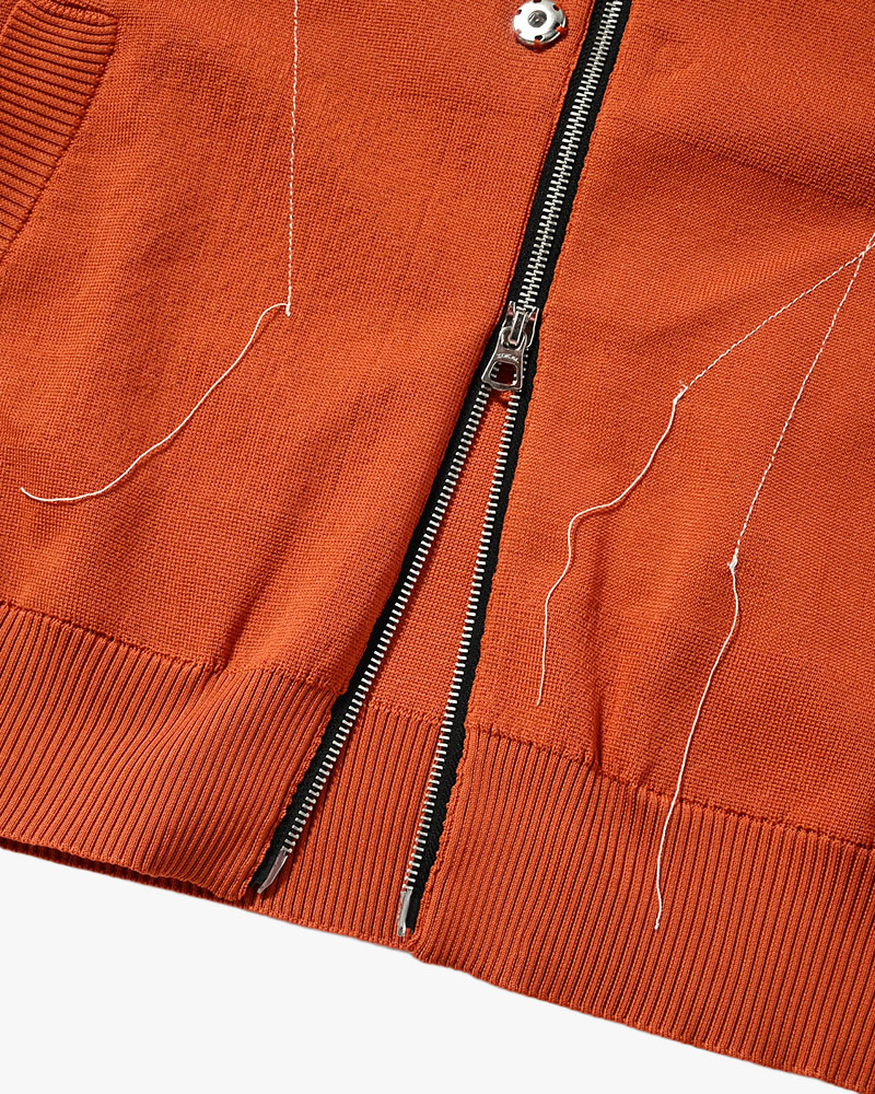 STITCH KNIT BLOUSON -ORANGE-