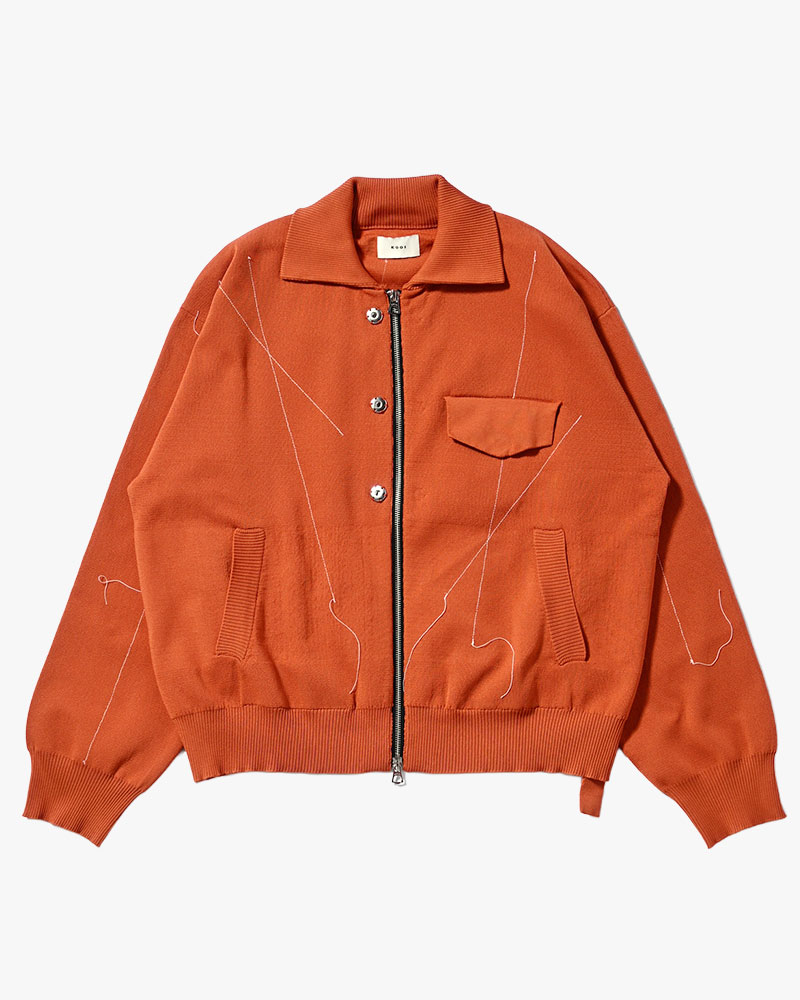 STITCH KNIT BLOUSON -ORANGE-