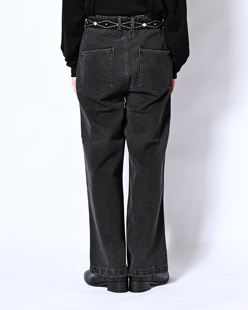 EMBOSS DENIM PANTS -BLACK-