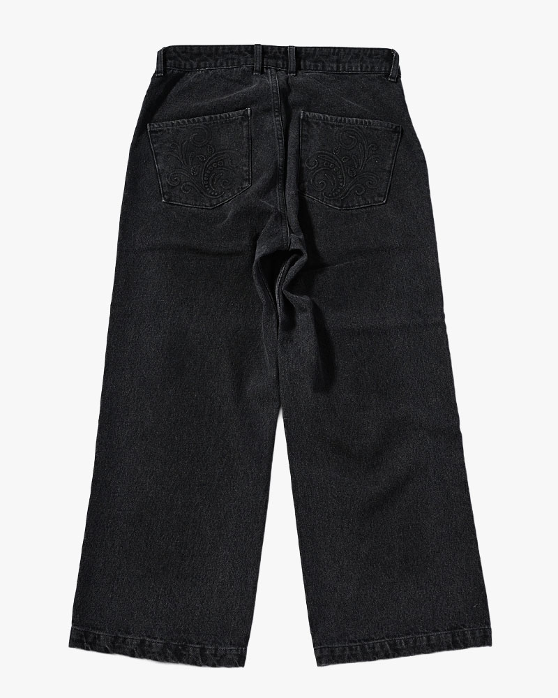 EMBOSS DENIM PANTS -BLACK-