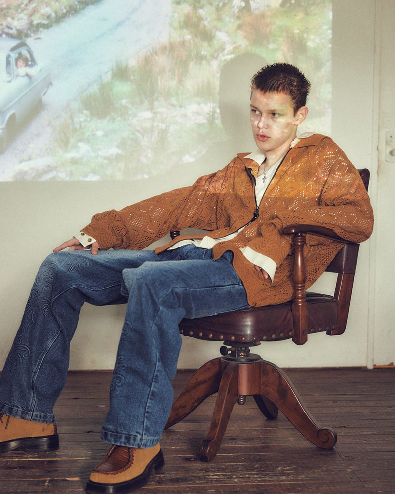 EMBOSS DENIM PANTS -BLACK-