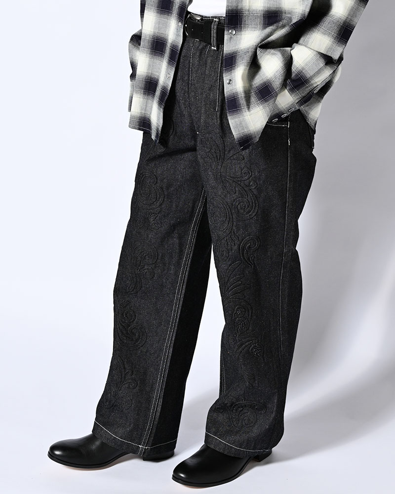 EMBOSS DENIM PANTS -INDIGO-