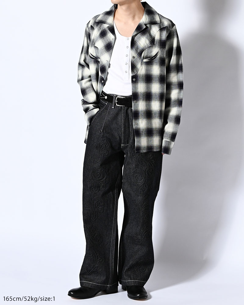 EMBOSS DENIM PANTS -INDIGO-