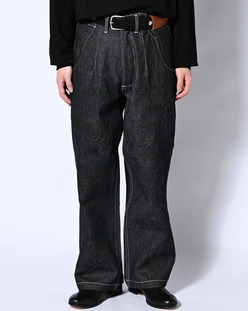 EMBOSS DENIM PANTS -INDIGO-