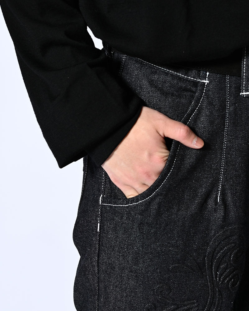 EMBOSS DENIM PANTS -INDIGO-