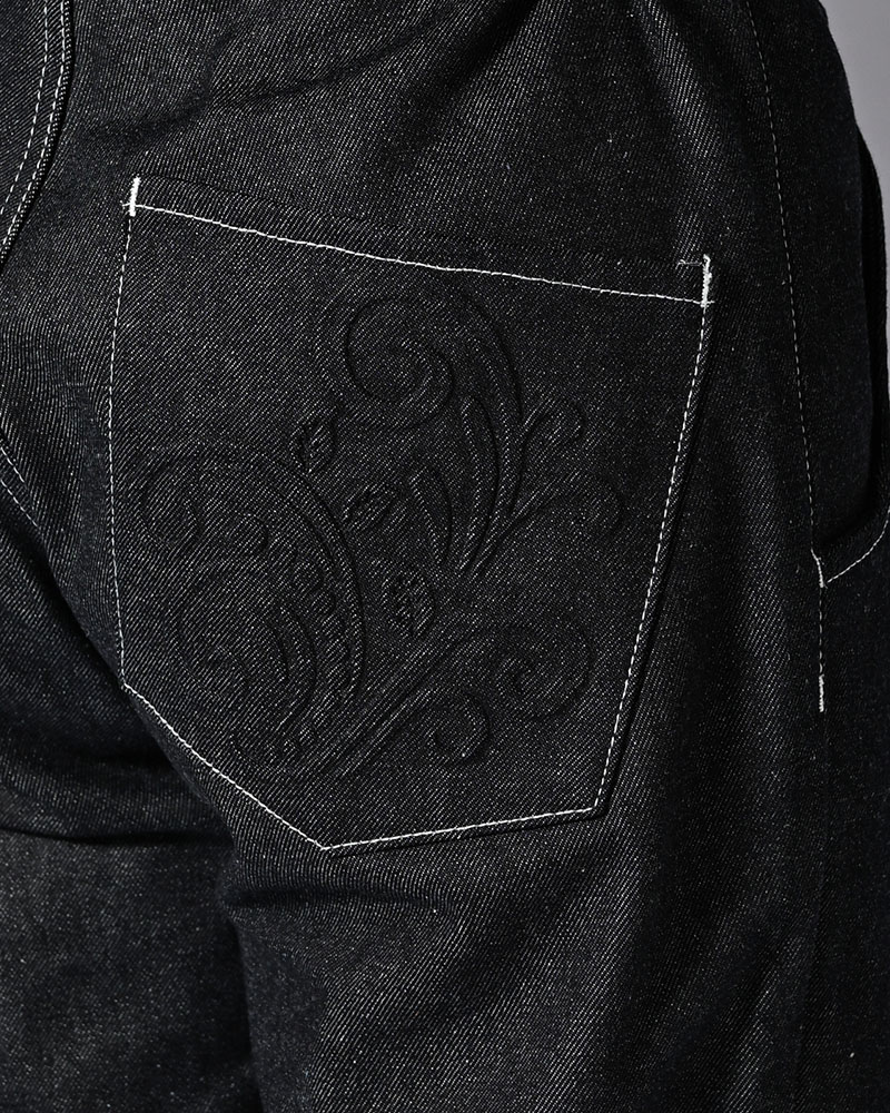 EMBOSS DENIM PANTS -INDIGO-