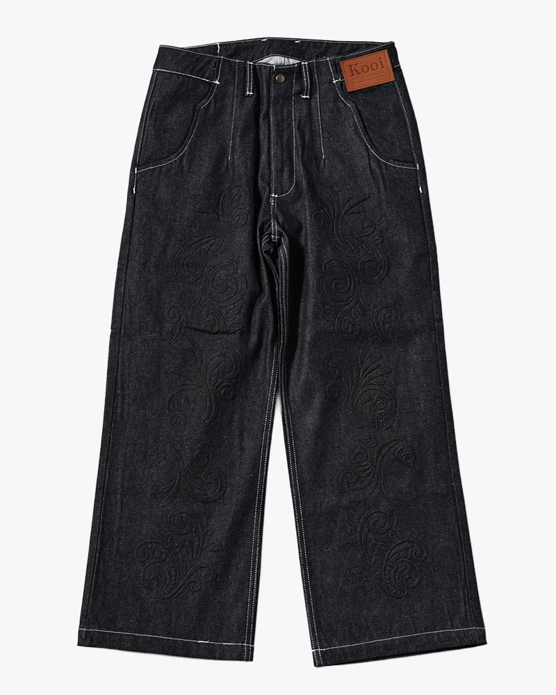 EMBOSS DENIM PANTS -INDIGO-