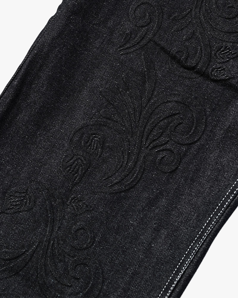 EMBOSS DENIM PANTS -INDIGO-