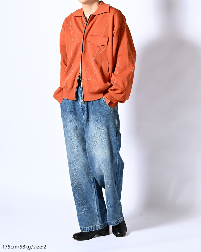 EMBOSS DENIM PANTS -W.INDIGO-