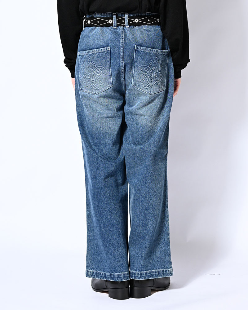 EMBOSS DENIM PANTS -W.INDIGO-