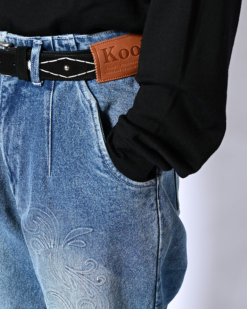 EMBOSS DENIM PANTS -W.INDIGO-