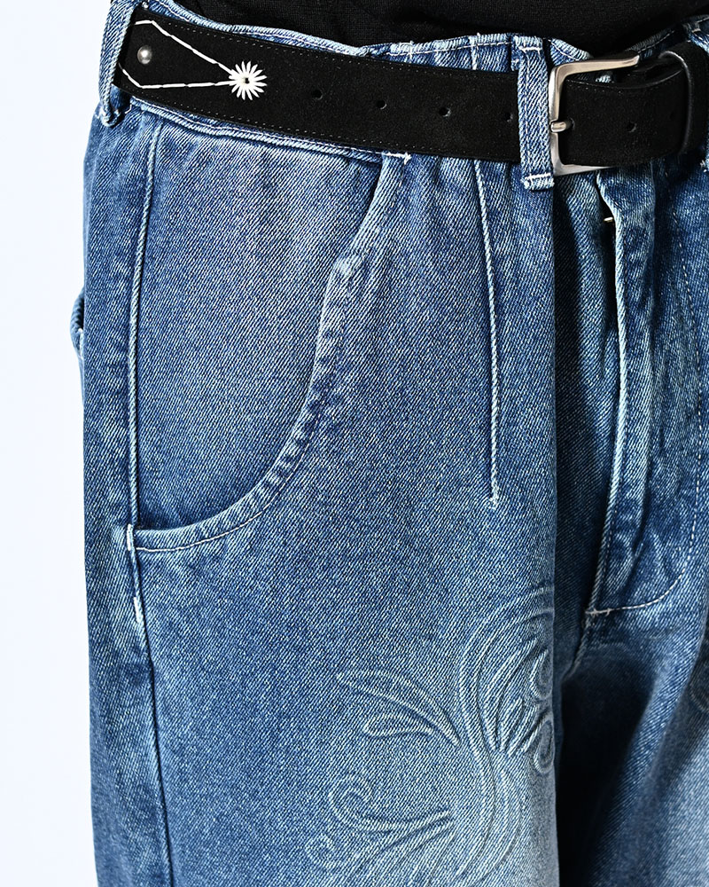 EMBOSS DENIM PANTS -W.INDIGO-