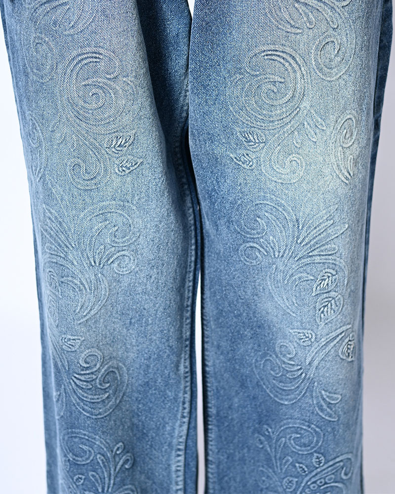 EMBOSS DENIM PANTS -W.INDIGO-