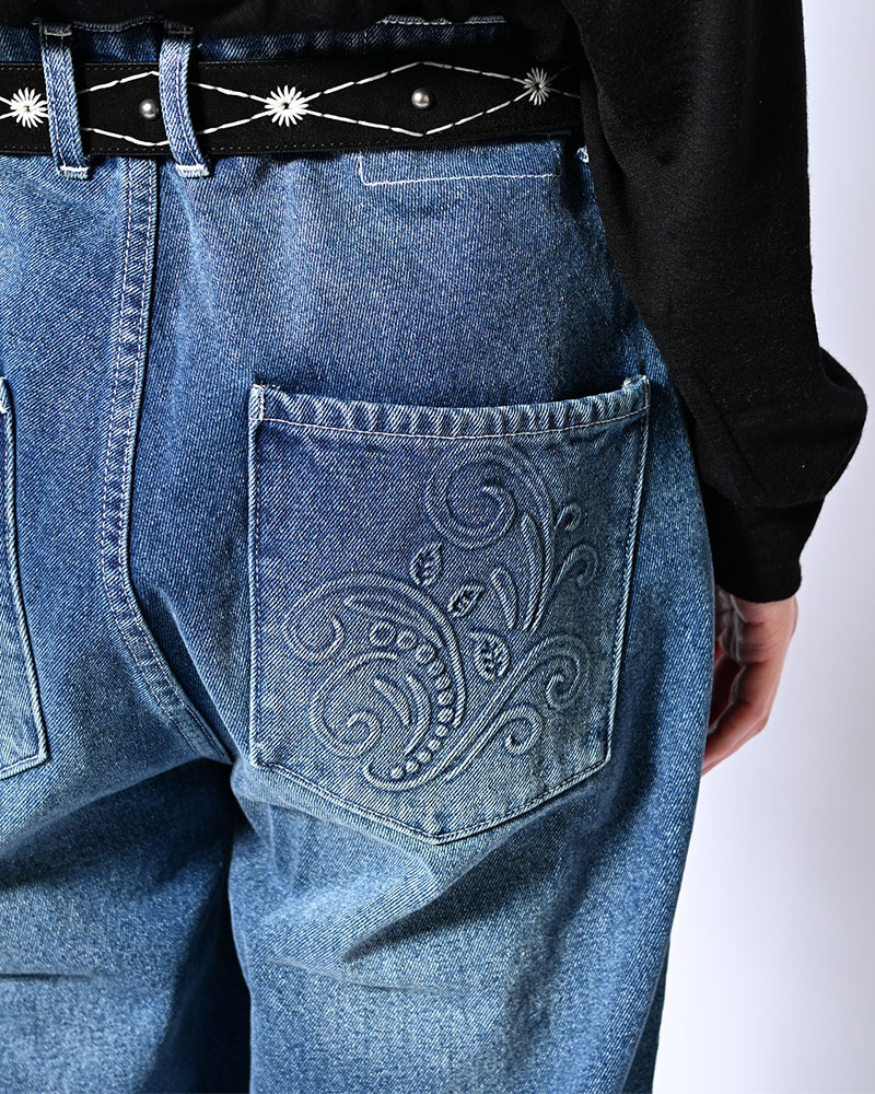 EMBOSS DENIM PANTS -W.INDIGO-
