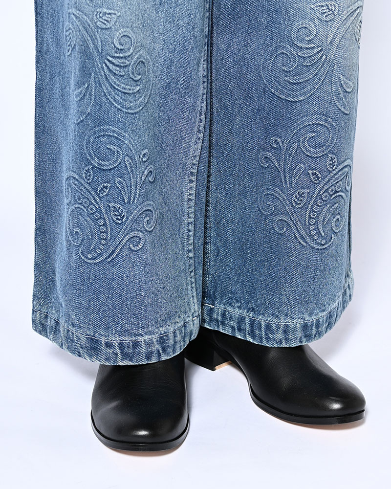 EMBOSS DENIM PANTS -W.INDIGO-