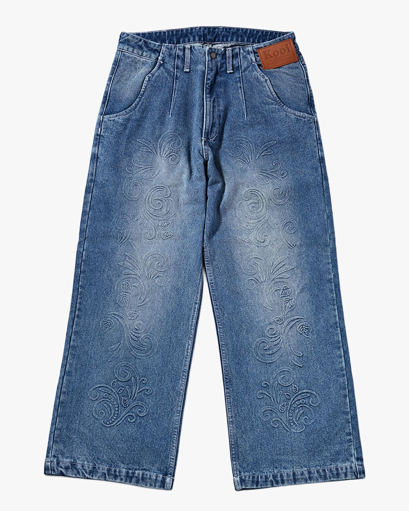 EMBOSS DENIM PANTS -W.INDIGO-