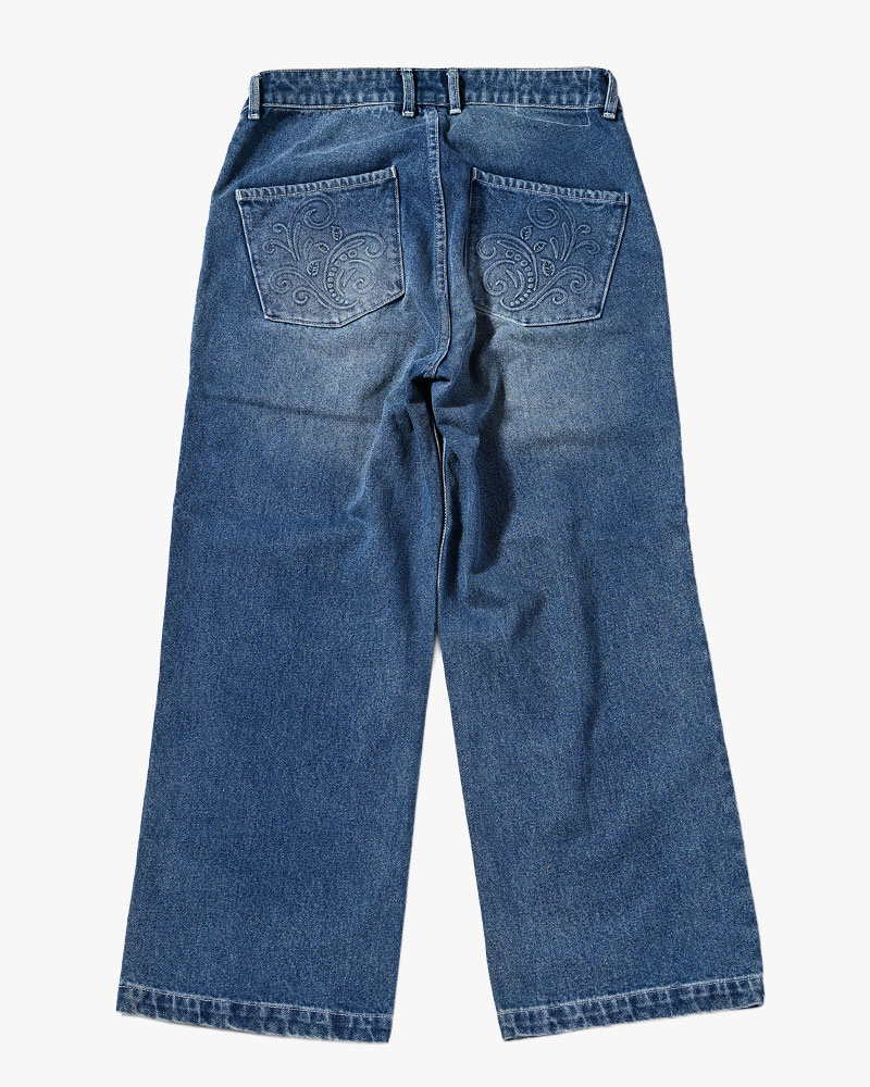 EMBOSS DENIM PANTS -W.INDIGO-