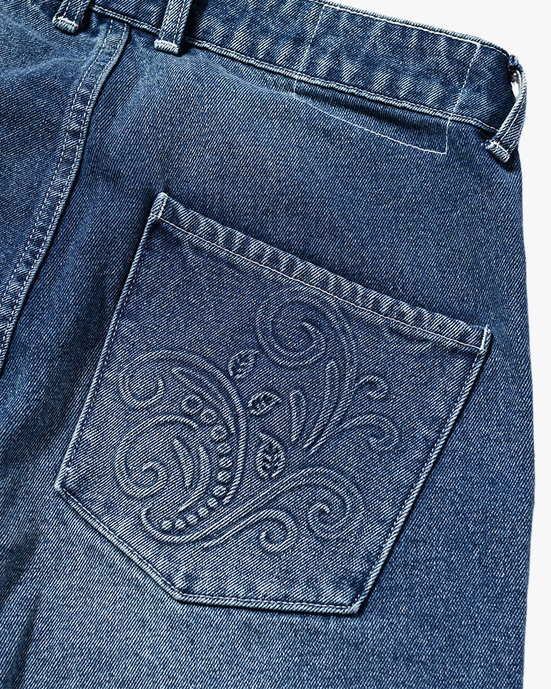 EMBOSS DENIM PANTS -W.INDIGO-