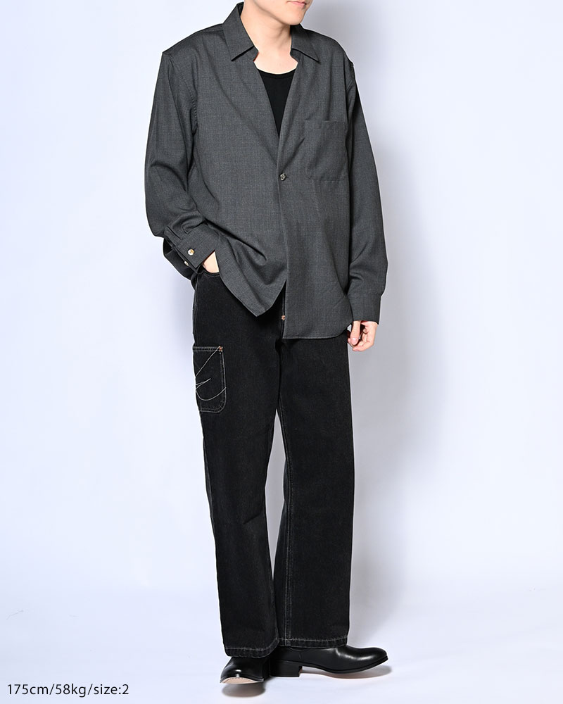 ONE BUTTON SHIRT -WASHABLE WOOL-