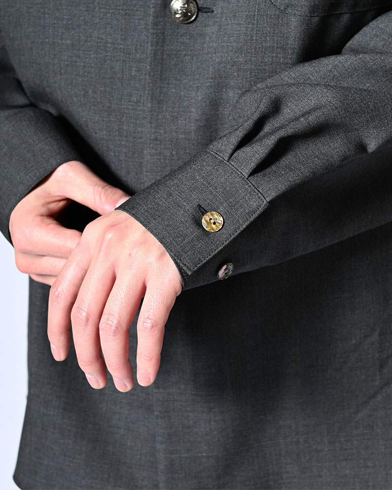 ONE BUTTON SHIRT -WASHABLE WOOL-