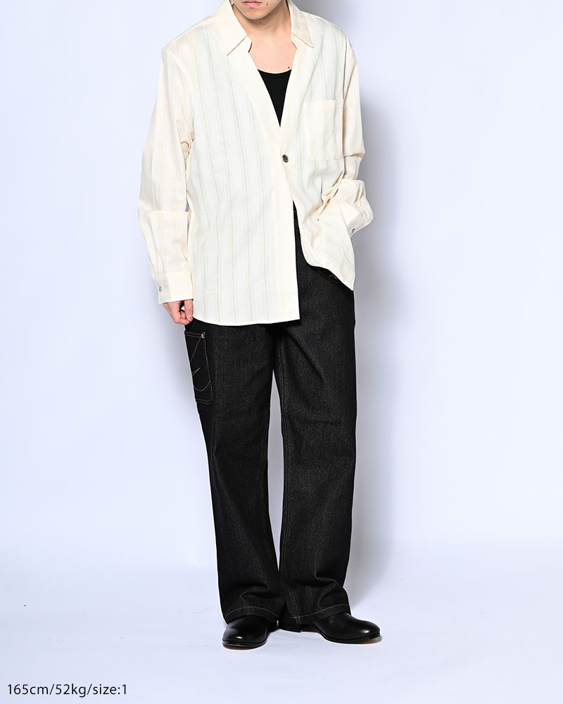 ONE BUTTON SHIRT -LENO CLOTH STRIPE-