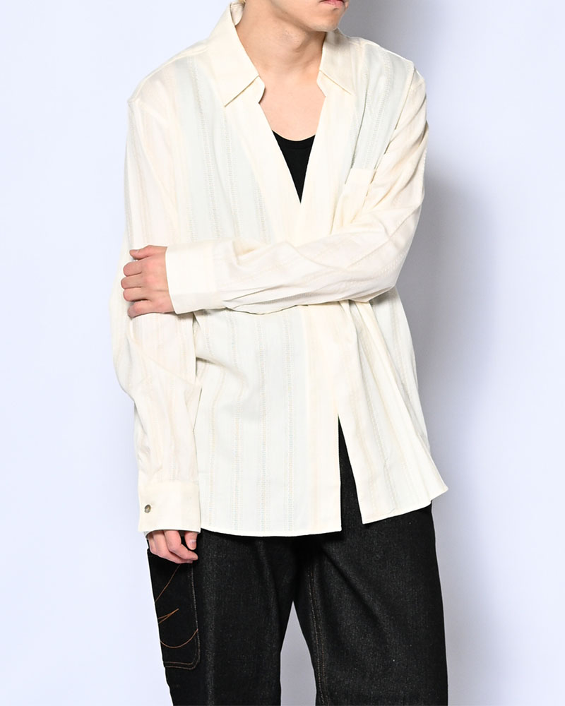 ONE BUTTON SHIRT -LENO CLOTH STRIPE-