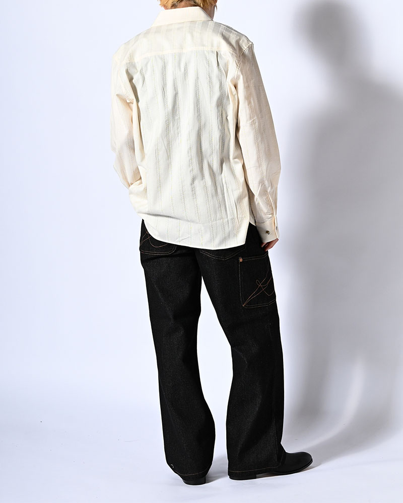 ONE BUTTON SHIRT -LENO CLOTH STRIPE-