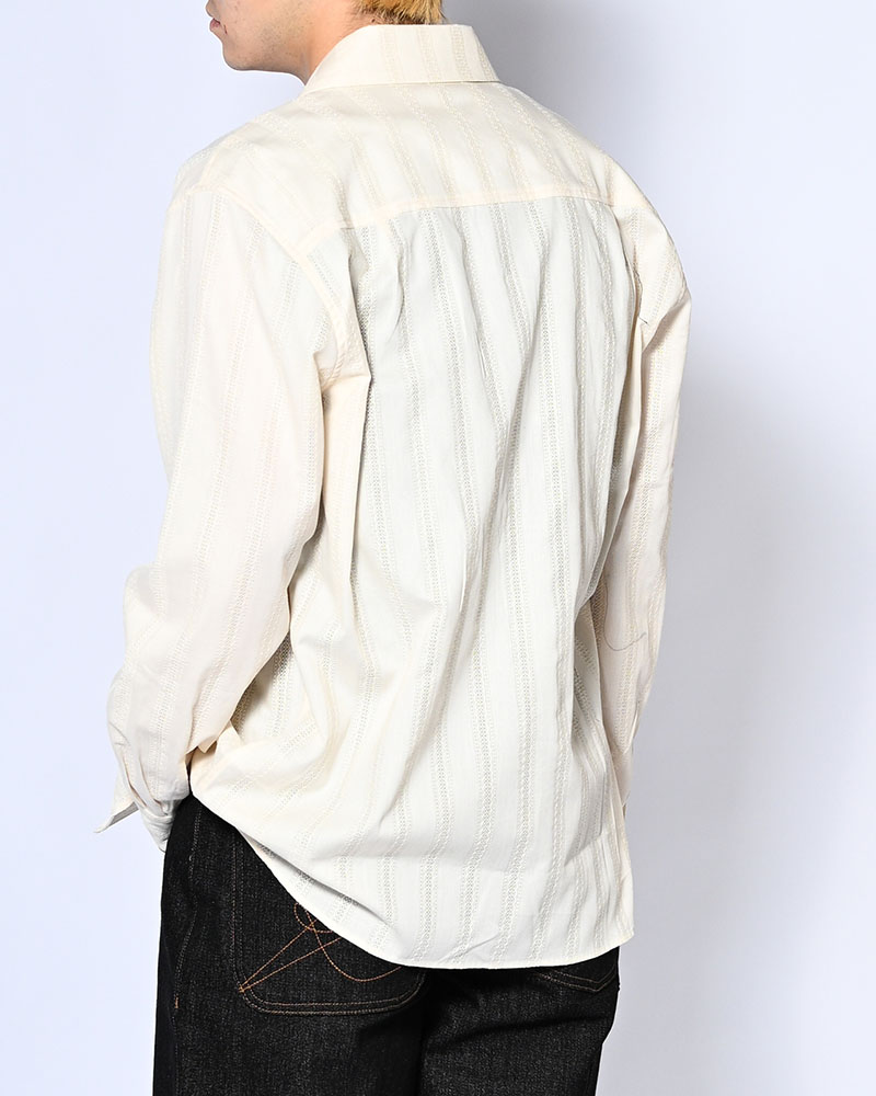 ONE BUTTON SHIRT -LENO CLOTH STRIPE-