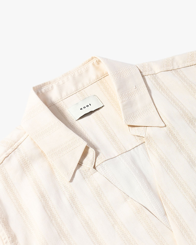 ONE BUTTON SHIRT -LENO CLOTH STRIPE-