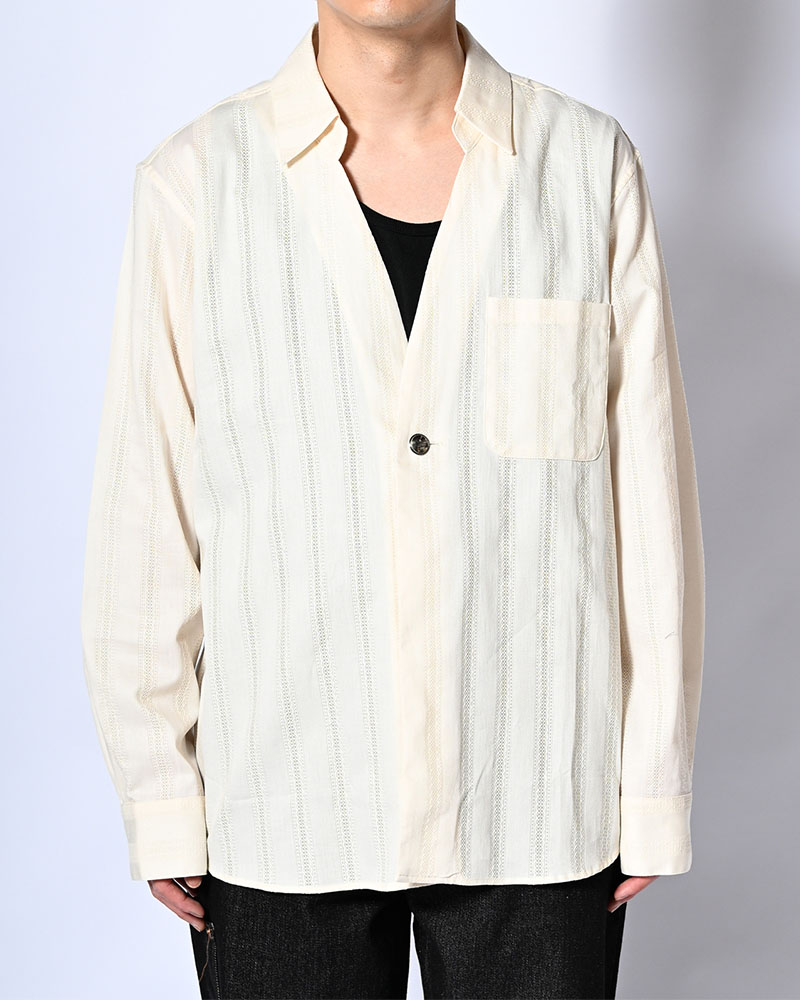 ONE BUTTON SHIRT -LENO CLOTH STRIPE-