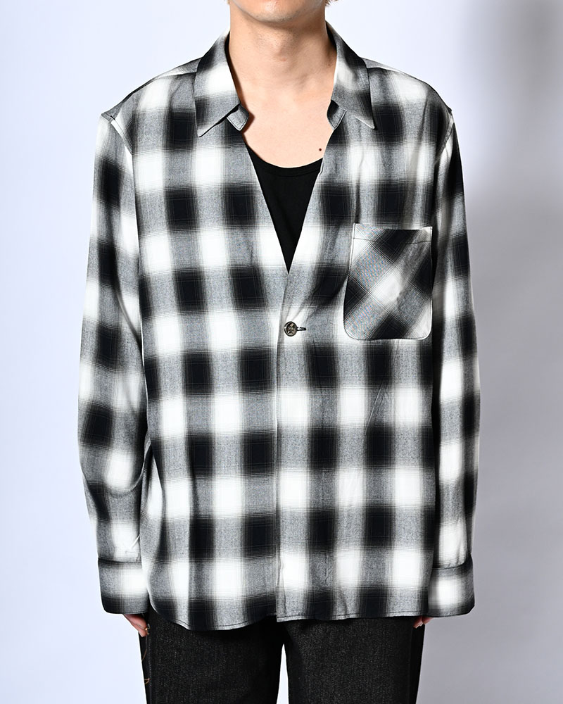 ONE BUTTON SHIRT -RAYON OMBRE CHECK-