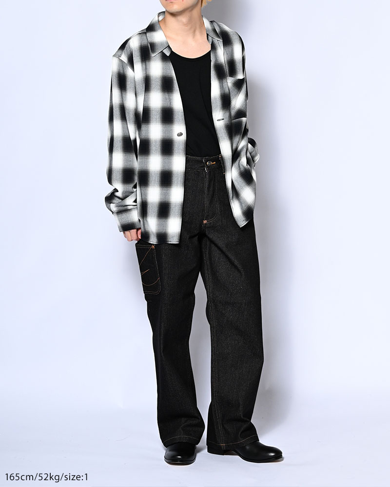 ONE BUTTON SHIRT -RAYON OMBRE CHECK-