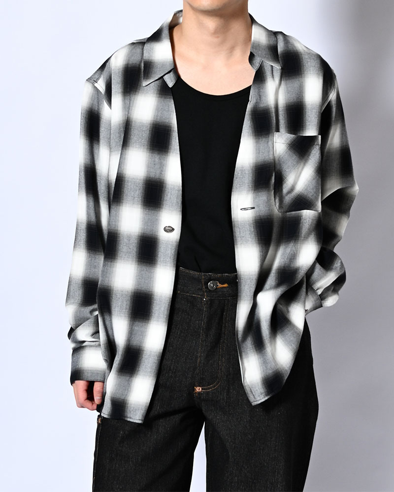 ONE BUTTON SHIRT -RAYON OMBRE CHECK-